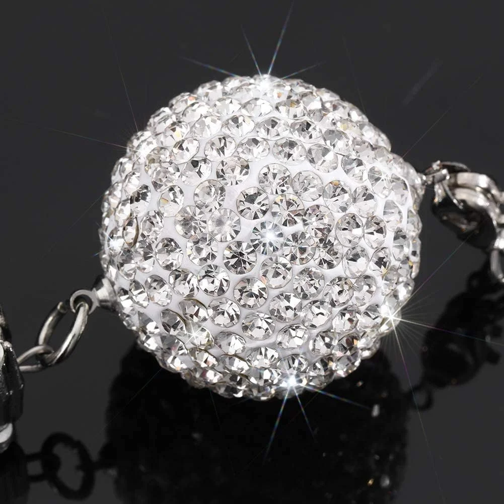 آویز تزیینی توپ کریستالی و قطره‌ای اوتو استار برای خودرو، آویز آینه عقب، تزیین داخلی و منشور نور خورشید، لوازم جانبی درخشان برای خانم ها و دختران (سفید)