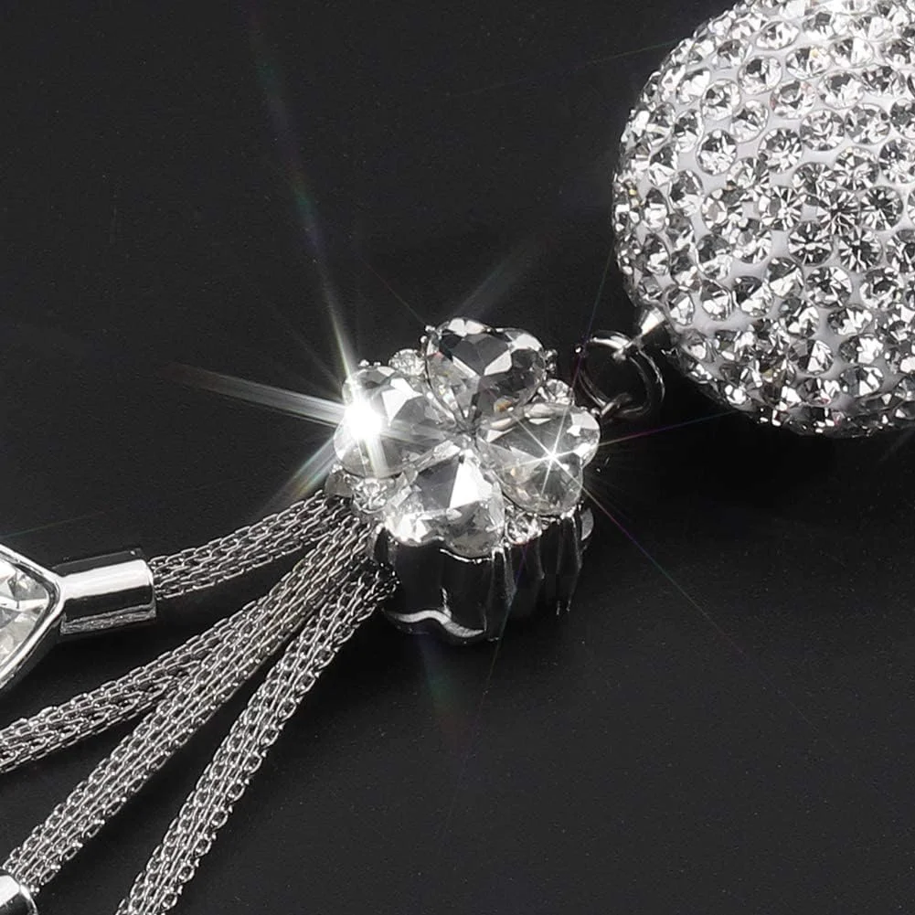 آویز تزیینی توپ کریستالی و قطره‌ای اوتو استار برای خودرو، آویز آینه عقب، تزیین داخلی و منشور نور خورشید، لوازم جانبی درخشان برای خانم ها و دختران (سفید)