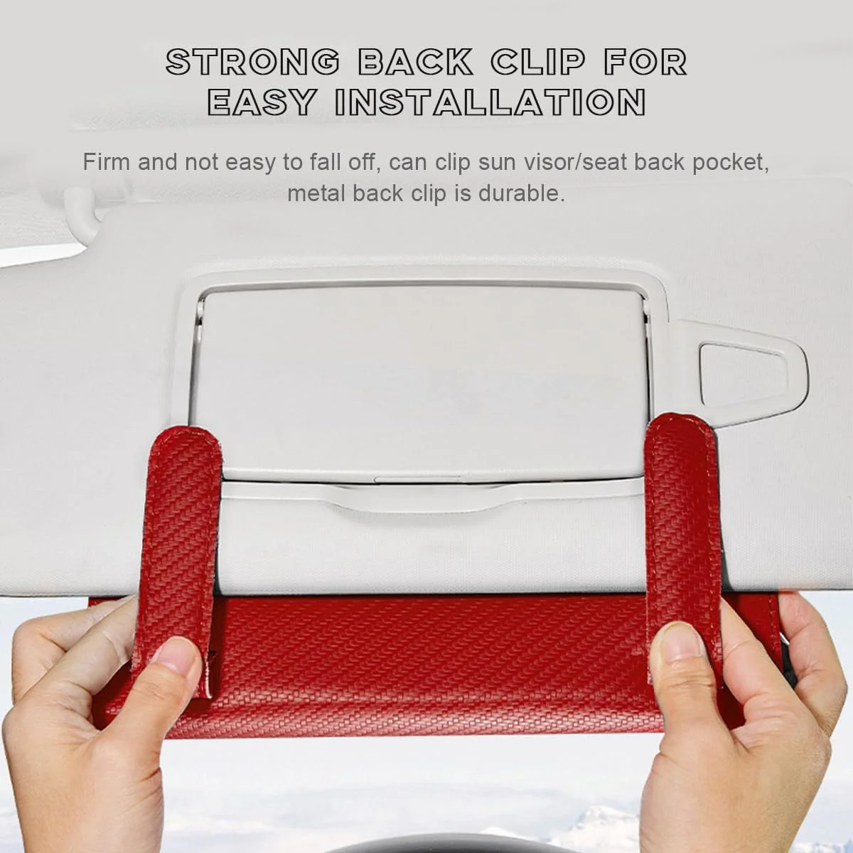 جا دستمال کاغذی خودرو، نگهدارنده دستمال کاغذی چرمی آفتابگیر خودرو، پخش کننده ماسک، نگهدارنده جعبه دستمال کاغذی جهانی خودرو برای آفتابگیر و صندلی عقب، لوازم جانبی داخلی خودرو برای کامیون SUV (قرمز، فیبر کربن)