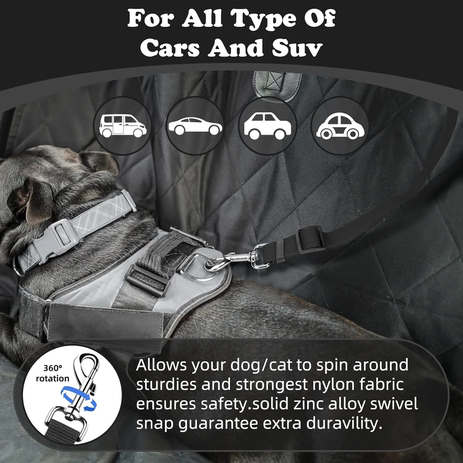 بسته 2 عددی کمربند ایمنی سگ و گربه BWOGUE، بند نگهدارنده قابل تنظیم پارچه نایلونی، مهارکننده سگ، کمربند ایمنی خودرو