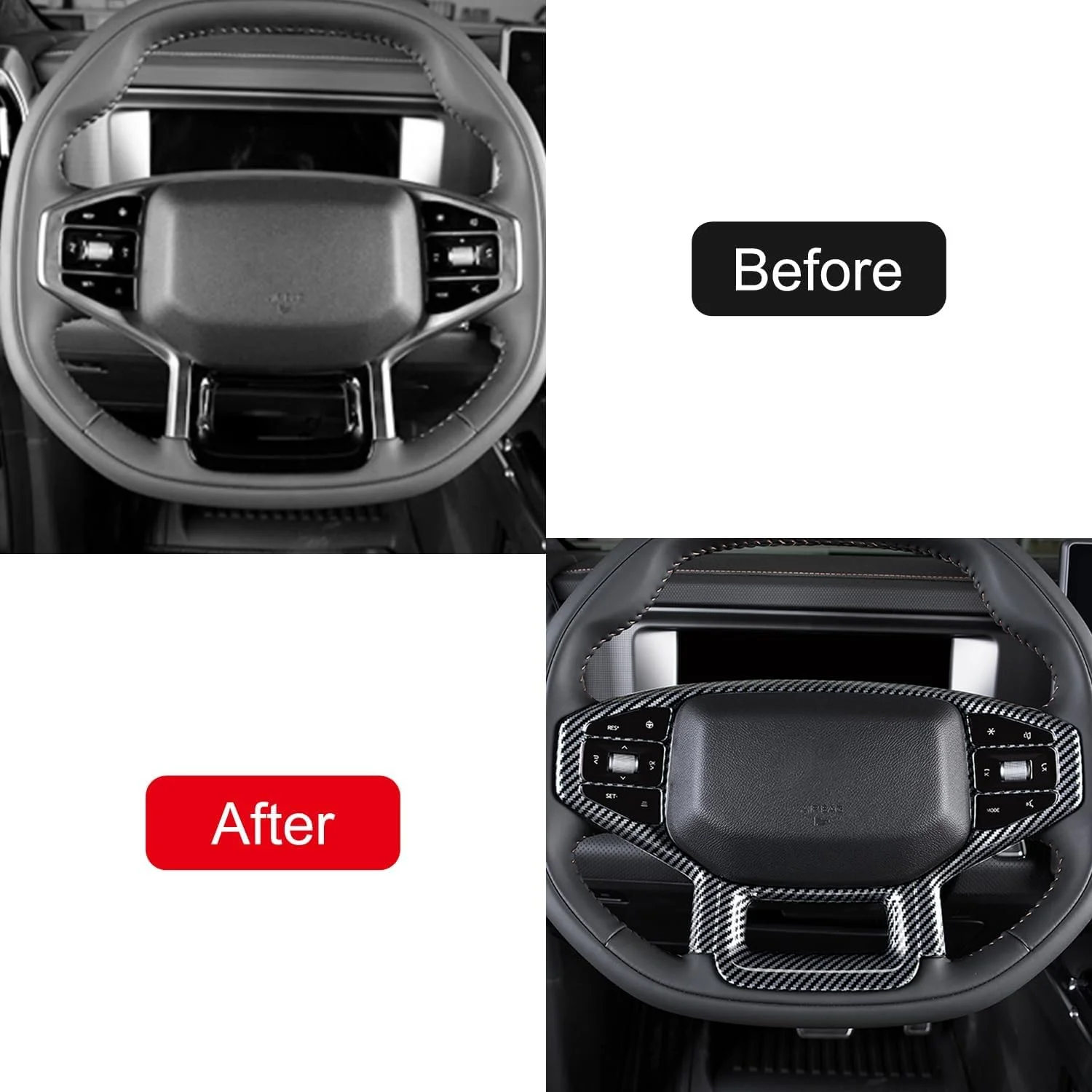 روکش دکمه های فرمان مناسب برای چری جتور T2، لوازم جانبی داخلی خودرو با طرح فیبر کربن ABS مناسب برای Travellar مدل 2023-2025.