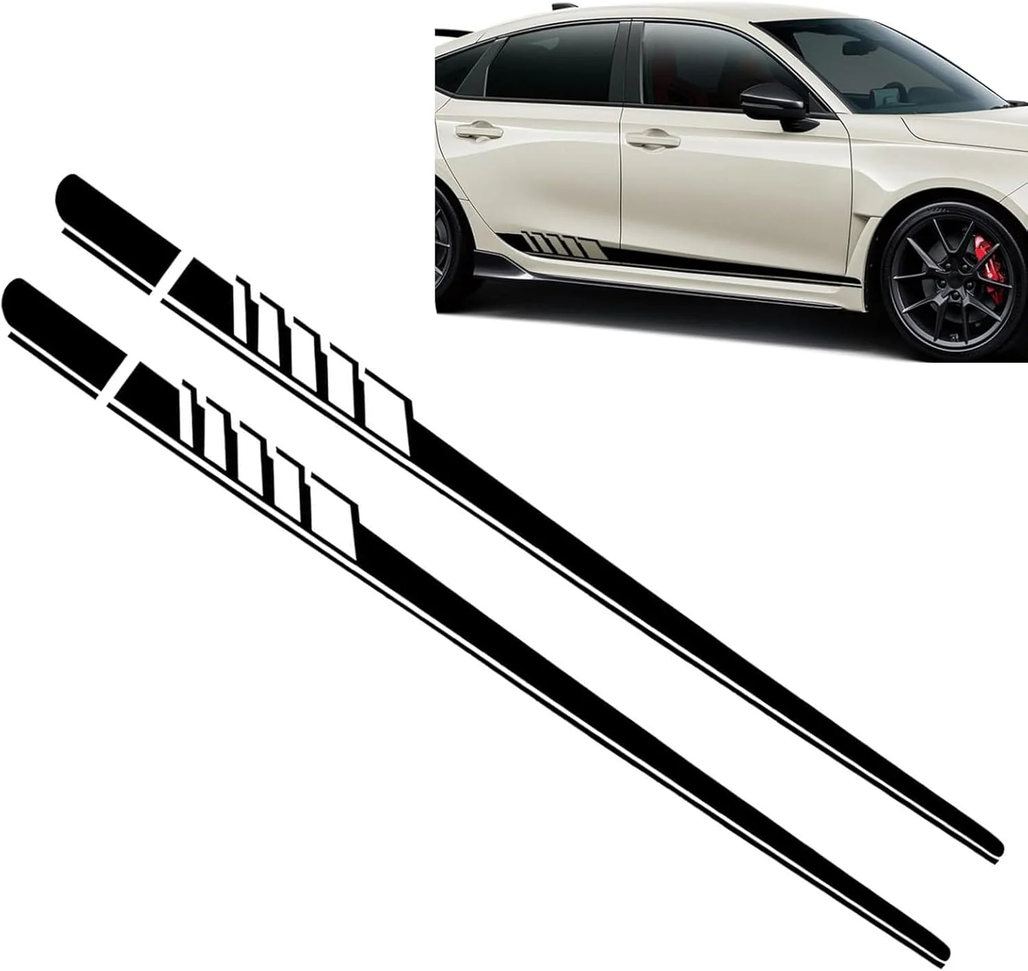 برچسب های نوارهای بلند بدنه جانبی خودرو Nowkont، 2 عدد، 11.48 سانتی متر در 225 سانتی متر، نوارهای تزئینی درب جانبی خودرو، لوازم جانبی برچسب های بیرونی خودرو جهانی برای اکثر خودروهای شاسی بلند و کامیون (مشکی)