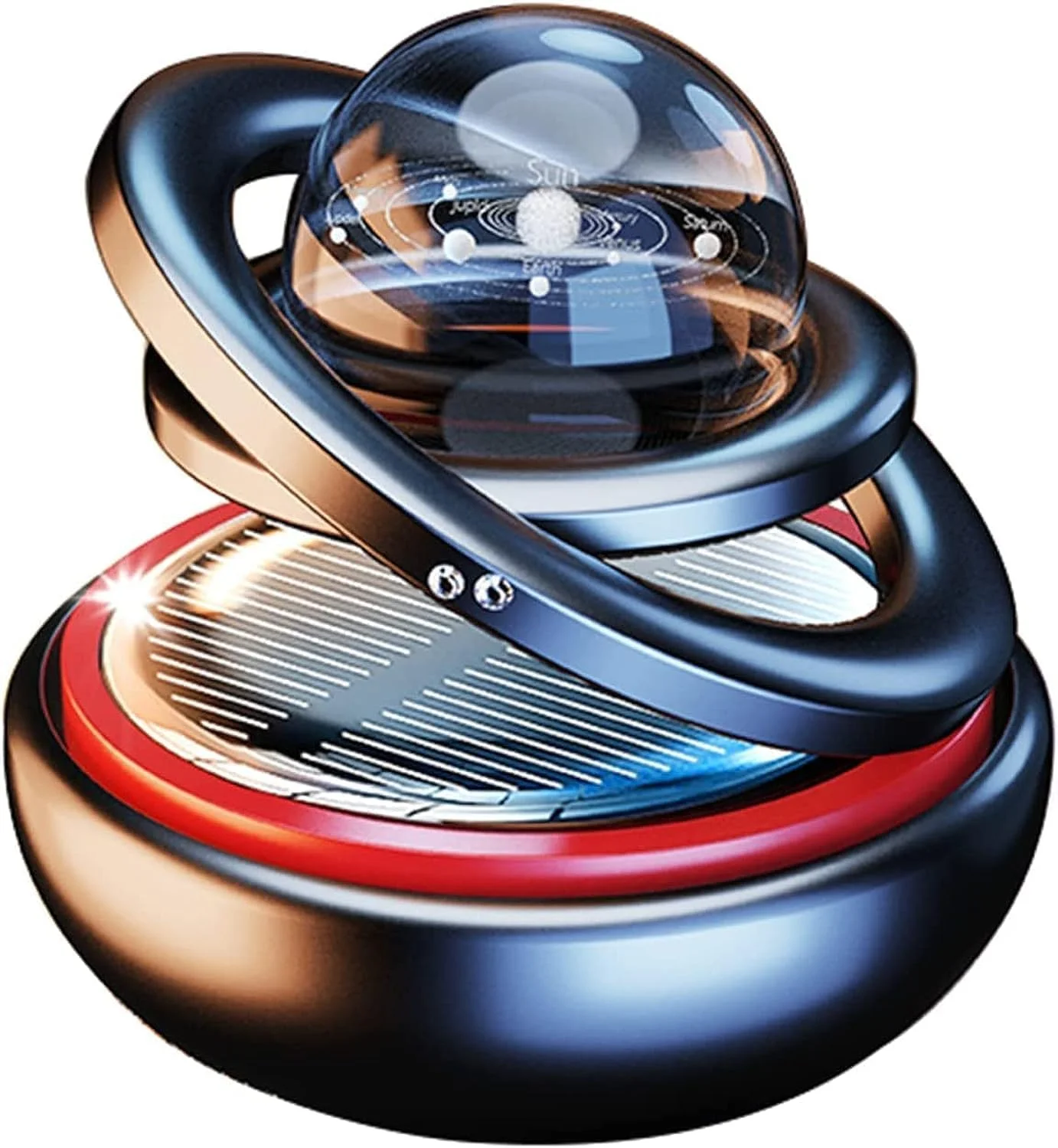 خوشبو کننده هوای خودرو با انرژی خورشیدی، آویز بین ستاره ای حلقه دوتایی معطر (مشکی)