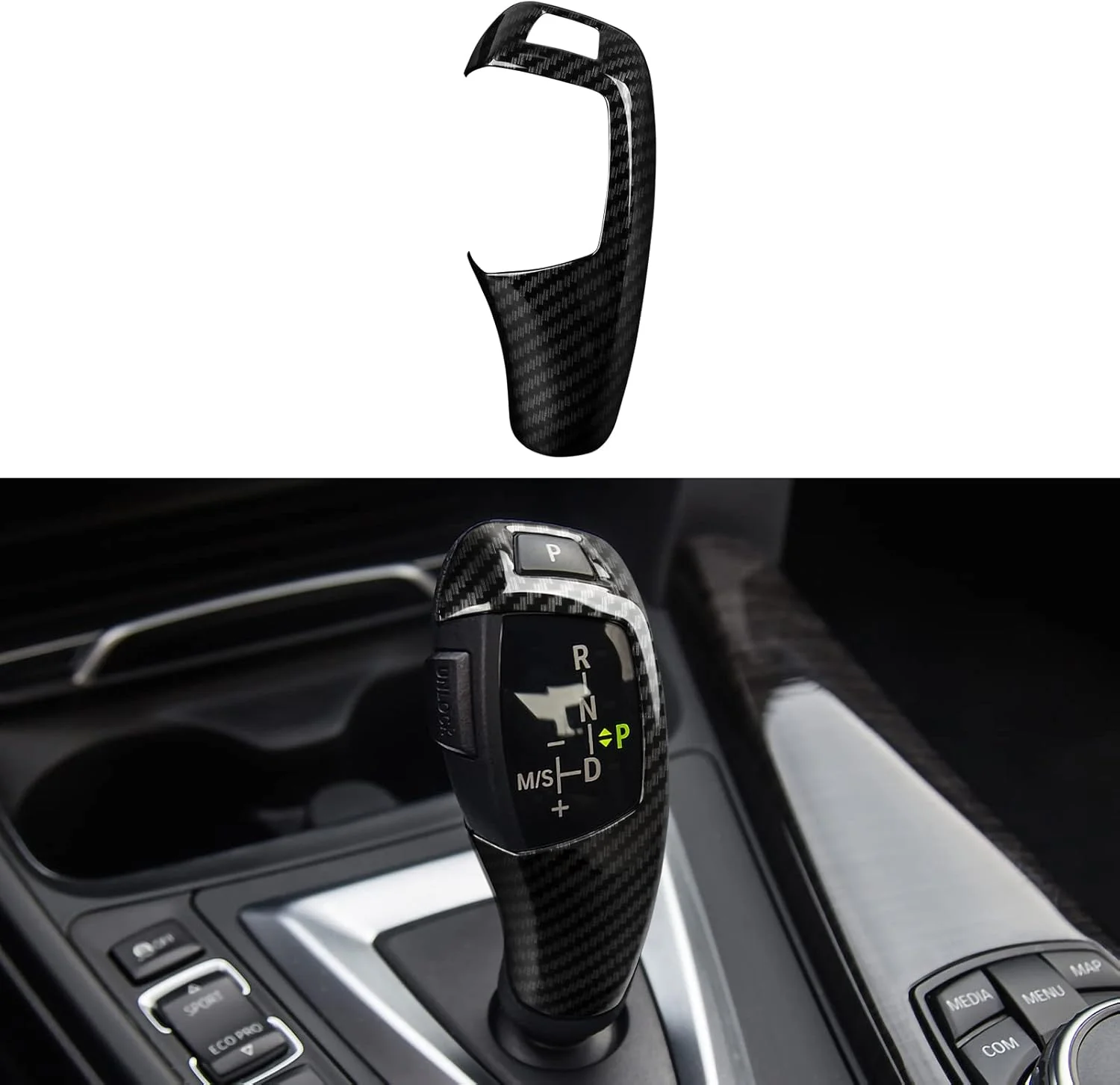 برچسب دنده خودرو HENGYUESHANG، روکش دسته دنده طرح کربن ABS، مناسب برای BMW F20 F21 F22 F23 F30 F31 F32 F33 F34 F35 F36 F07 F10 F12 F13 F15 F16 F25 F26 (مدل A)