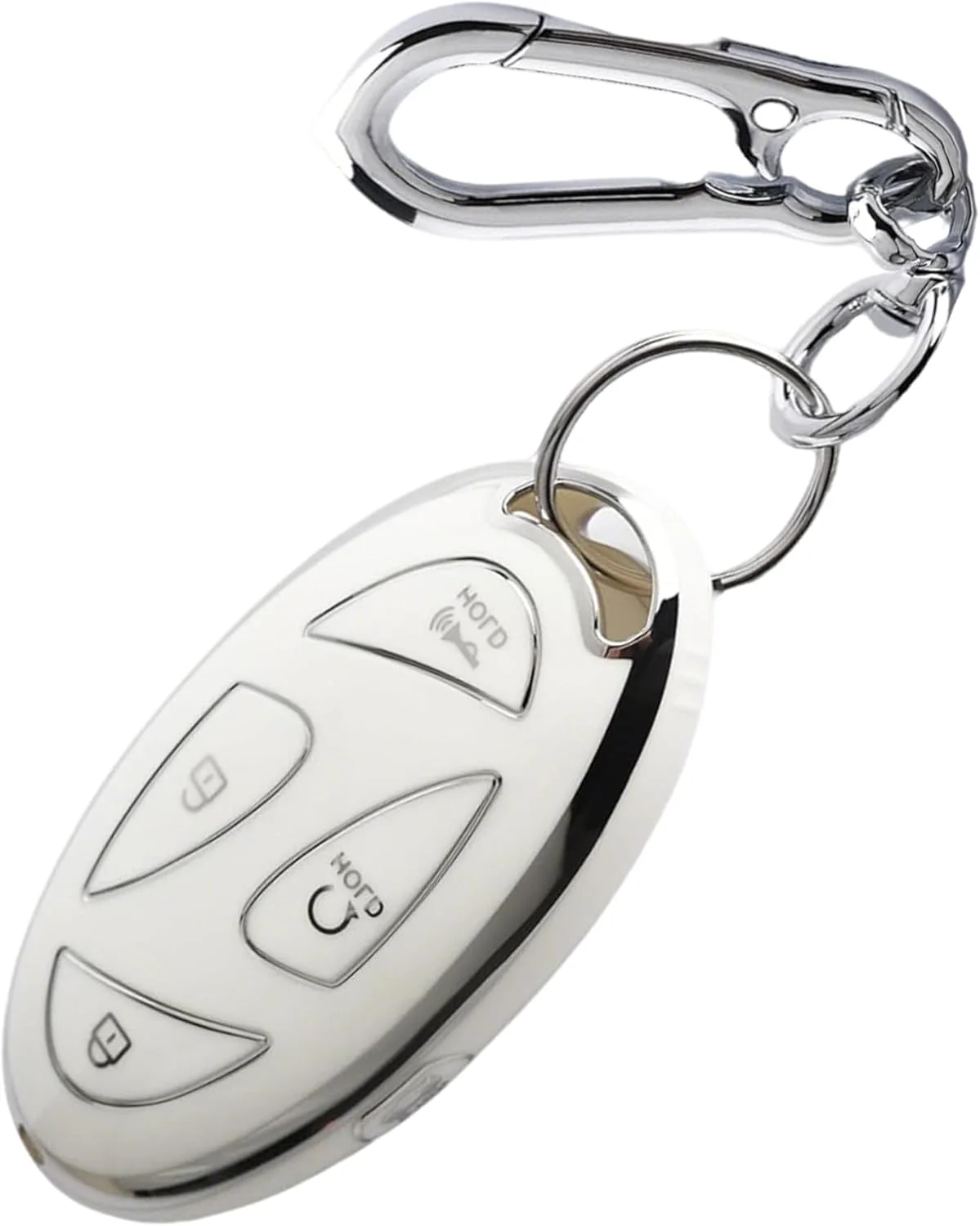 کاور ریموت 5 دکمه فوکموئکس برای هیوندای (توسان/النترا/سانتافه/کونا/سوناتا 2024-2025) | قاب محافظ ریموت با جاکلیدی ضد گم شدن | لوازم جانبی خودرو با اندازه جهانی (سفید)