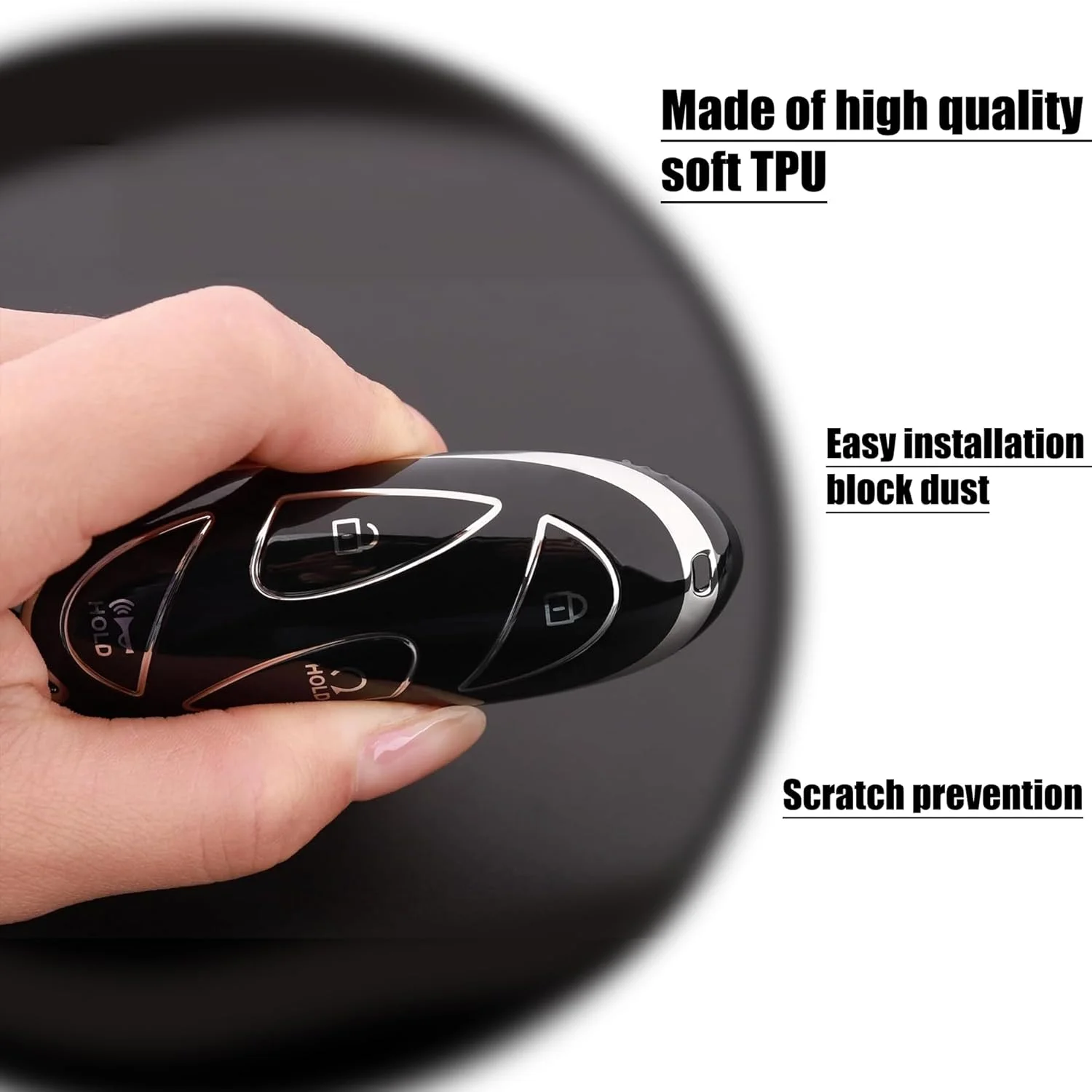 کاور ریموت 5 دکمه فوکموئکس برای هیوندای (توسان/النترا/سانتافه/کونا/سوناتا 2024-2025) | قاب محافظ ریموت با جاکلیدی ضد گم شدن | لوازم جانبی خودرو با اندازه جهانی (سفید)