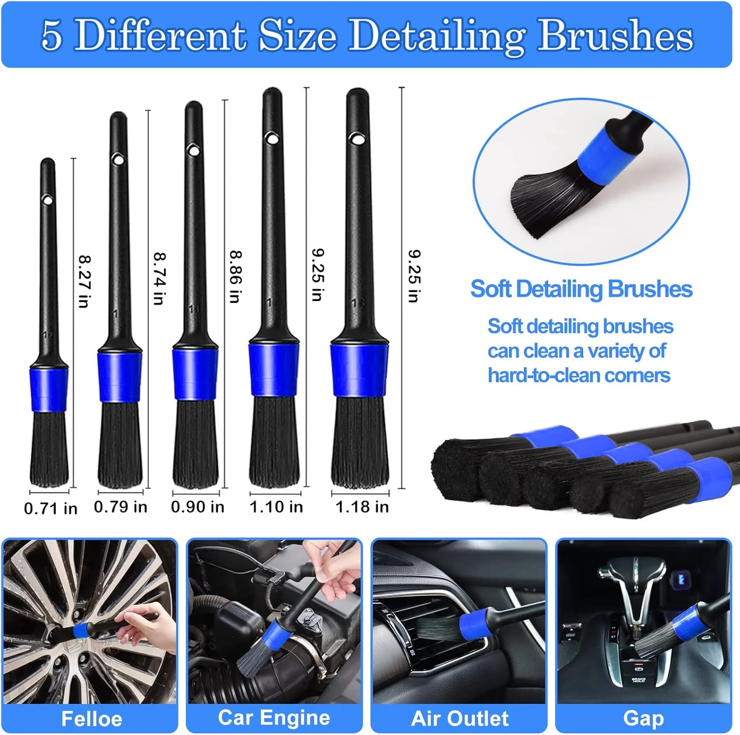 مجموعه ۲۷ عددی ابزار دیتیلینگ خودرو TTRCB، شامل برس‌های دیتیلینگ خودرو، برس‌های مخصوص دریل دیتیلینگ خودرو، برس‌های دیتیلینگ خودرو، کیت شستشوی خودرو، لوازم جانبی خودرو، مجموعه ابزار تمیز کردن خودرو برای داخل، بیرون و چرخ‌ها