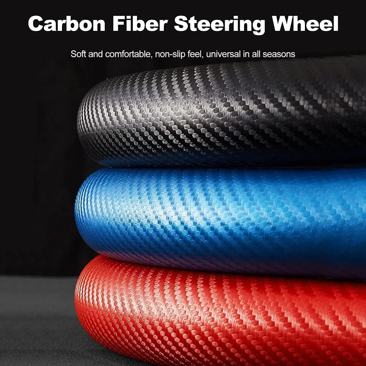 روکش فرمان خودرو زنیت مدل 2 عددی مناسب برای اشکودا راپید/کاروک/کامیک/کودیاک/کودیاک جی تی، فیبر کربنی ضد لغزش، لوازم جانبی خودرو، مشکی