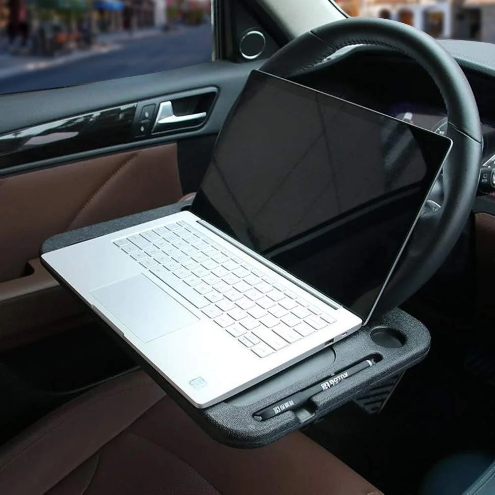 سینی فرمان خودرو برای نوشتن، لپ‌تاپ، غذا خوردن، نوشیدنی و نگه‌دارنده دستمال کاغذی (مشکی)