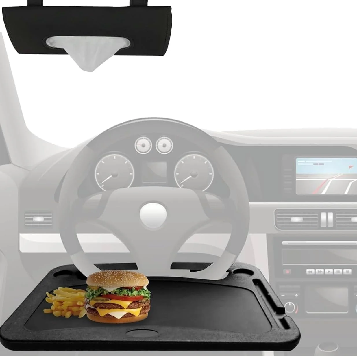 سینی فرمان خودرو برای نوشتن، لپتاپ، غذا خوردن، نوشیدنی و نگهدارنده دستمال کاغذی (مشکی) سینی فرمان خودرو برای نوشتن، لپتاپ، غذا خوردن، نوشیدنی و نگهدارنده دستمال کاغذی (مشکی)