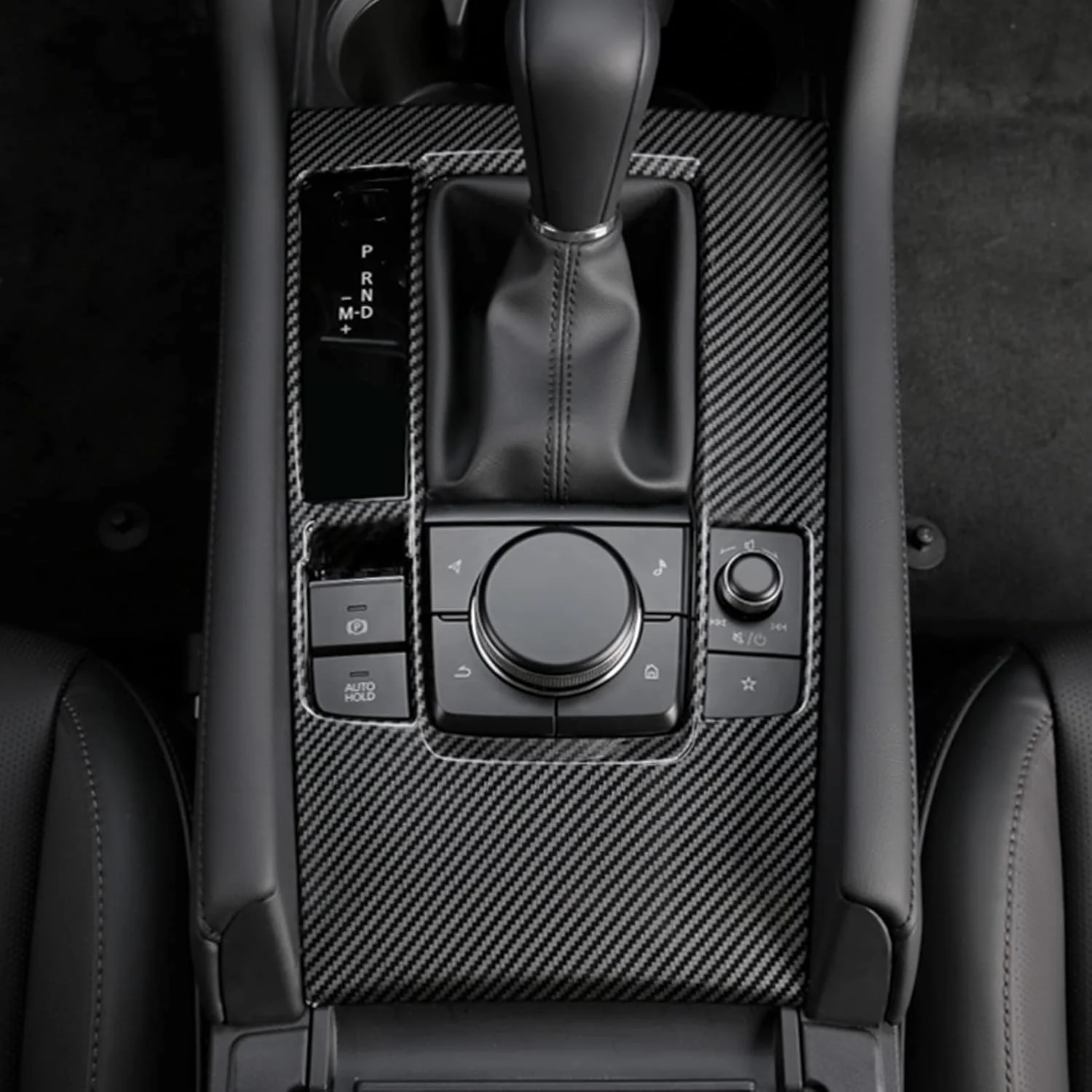 روکش کنسول وسط، پنل دنده و دسته دنده طرح فیبر کربن مناسب برای لوازم جانبی مزدا 3 مدل های 2020، 2021، 2022، 2023، 2024 و 2025