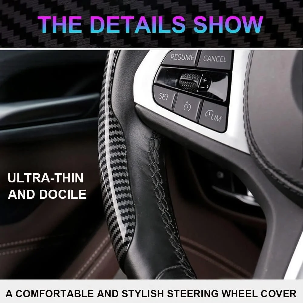روکش فرمان خودرو ELECDON، روکش فرمان فیبر کربنی برای خودرو، ایمن و ضد لغزش، مناسب برای 99% خودروهای مردانه و زنانه (مشکی) روکش فرمان خودرو ELECDON، روکش فرمان فیبر کربنی برای خودرو، ایمن و ضد لغزش، مناسب برای 99% خودروهای مردانه و زنانه (مشکی)