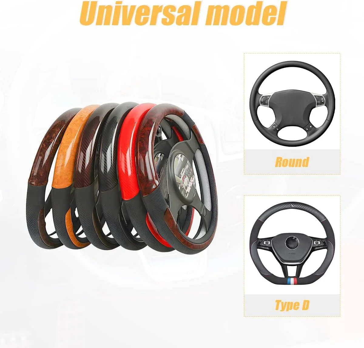 روکش فرمان چرمی میکروفایبر KASTWAVE، ضد لغزش، تنفس پذیر، بدون بو، محافظ فرمان خودرو، روکش فرمان جهانی 15 اینچی، لوازم جانبی خودرو برای اکثر خودروها و SUV ها (مشکی براق)