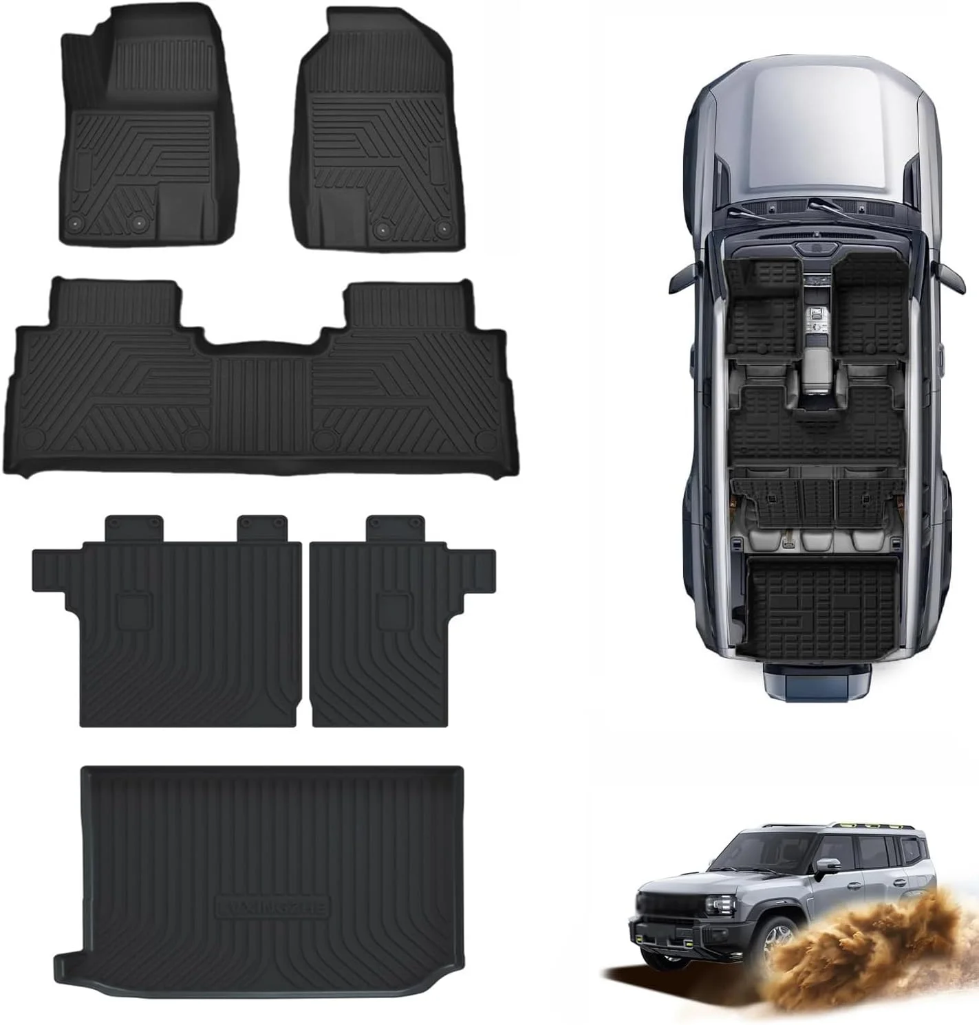 محافظ کف خودرو مناسب برای جتور T2 مدل 2023-2025، مجموعه کامل لاینر بار صندوق عقب + تشک پشتی صندلی + کفپوش برای لوازم جانبی جتور تراولر