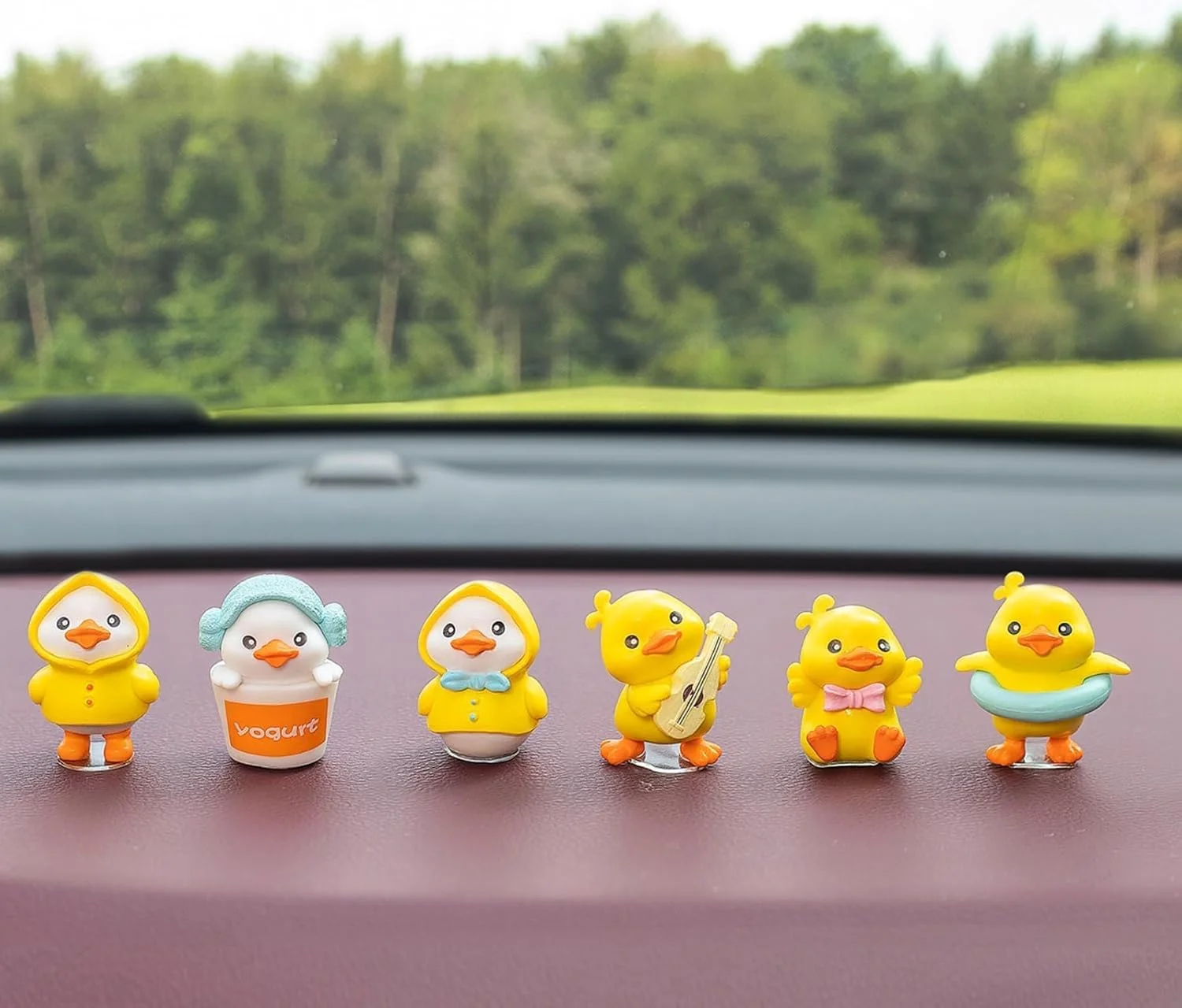 مجموعه 6 عددی تزئینات داشبورد خودرو طرح اردک، تزئینات اردک زرد رنگ برای داشبورد خودرو، تزئینات کوچک و خلاقانه اردک، تزئینات رومیزی منزل برای خودرو، اندازه هر کدام تقریبا 4×2 سانتی متر