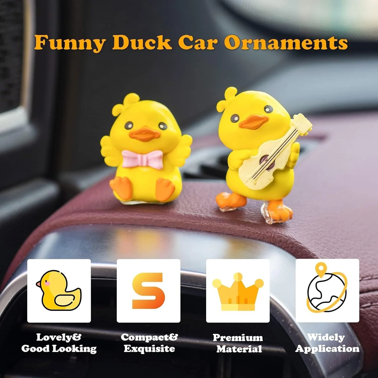 مجموعه 6 عددی تزئینات داشبورد خودرو طرح اردک، تزئینات اردک زرد رنگ برای داشبورد خودرو، تزئینات کوچک و خلاقانه اردک، تزئینات رومیزی منزل برای خودرو، اندازه هر کدام تقریبا 4×2 سانتی متر
