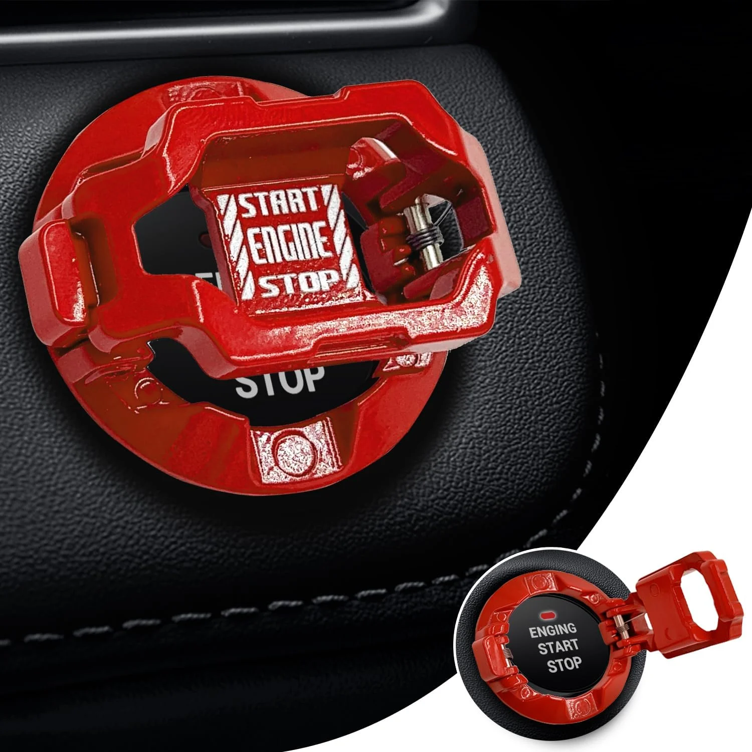 روکش دکمه استارت فشاری، روکش دکمه استارت و استاپ موتور خودرو، روکش محافظ دکمه لمسی، ایمنی ضد کودک برای کامپیوتر، دسکتاپ، خودرو یا تزئینات داخلی موتور سیکلت (مکانیک-قرمز)