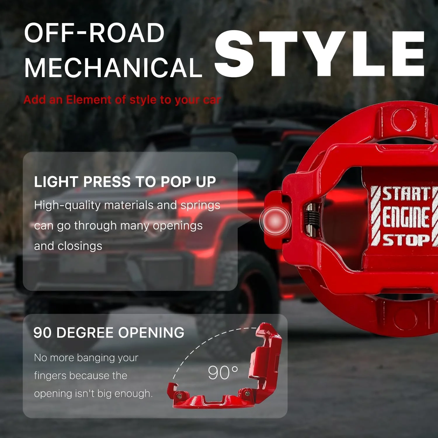 روکش دکمه استارت فشاری، روکش دکمه استارت و استاپ موتور خودرو، روکش محافظ دکمه لمسی، ایمنی ضد کودک برای کامپیوتر، دسکتاپ، خودرو یا تزئینات داخلی موتور سیکلت (مکانیک-قرمز)