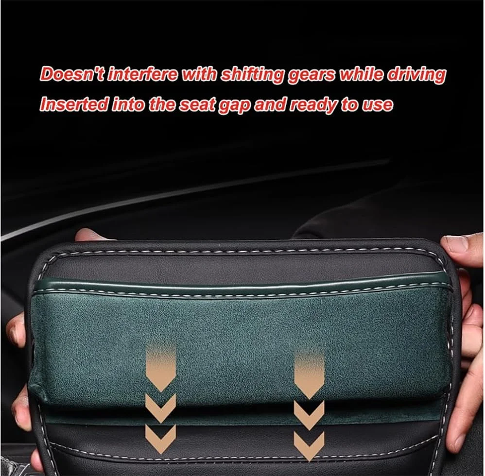 پرکننده شکاف صندلی خودرو CooKaa، جعبه چرمی سازمان دهنده صندلی خودرو و لوازم جانبی خودرو - پرکننده قابل تنظیم شکاف صندلی جلو خودرو برای تلفن، عینک، کلید، کارت (قهوه ای)