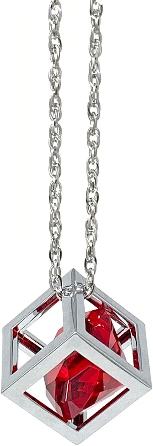 آویز تزئینی مکعبی کریستالی الماس‌دار قرمز برای آینه عقب خودرو، لوازم جانبی، آویز نورگیر خورشیدی با زنجیر، آویز تزئینی منزل (قرمز)