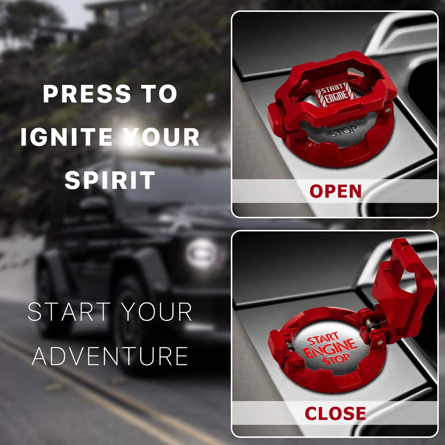 روکش دکمه استارت فشاری، روکش دکمه استارت و استاپ موتور خودرو، روکش محافظ دکمه لمسی، ایمنی ضد کودک برای کامپیوتر، دسکتاپ، خودرو یا تزئینات داخلی موتور سیکلت (مکانیک-قرمز)