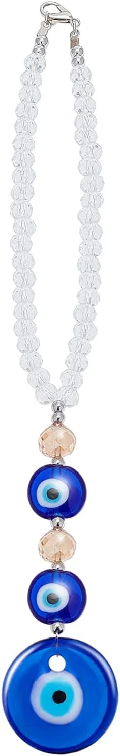 آویز تزئینی چشم نظر WEBEEDY برای خودرو، مهره های آبی چشم نظر ترکی برای خودرو، آویز محافظ چشم نظر برای خودرو، لوازم جانبی آویز خودرو برای آینه عقب بالکن پنجره دکوراسیون بازگشت به مدرسه