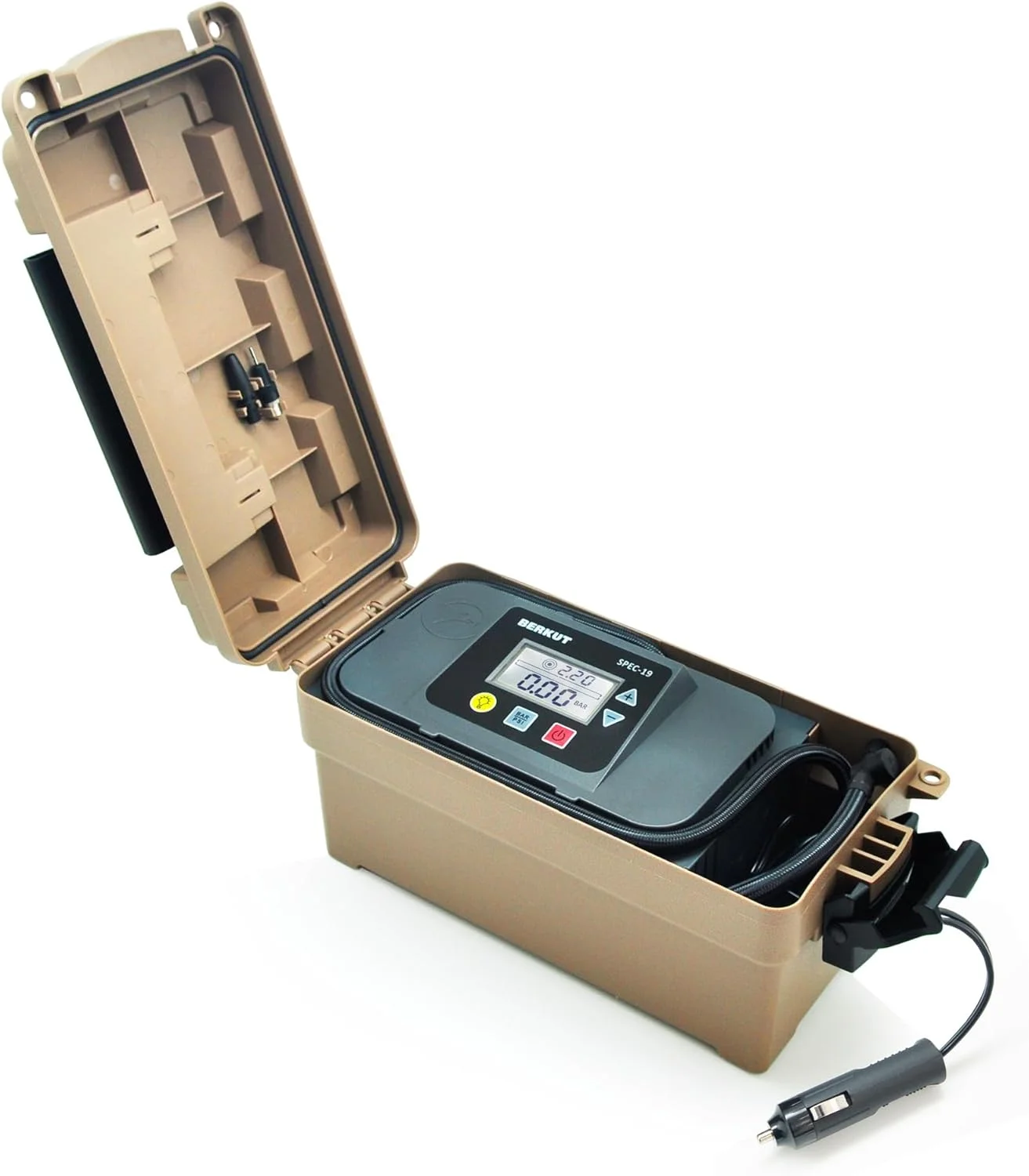 کمپرسور باد خودرو SPEC-19 مناسب خودروهای سواری و آفرود | تنظیم باد و باد کردن تایر قابل حمل | لوازم جانبی ضروری خودرو برای شهر و خارج از جاده | 12 ولت DC