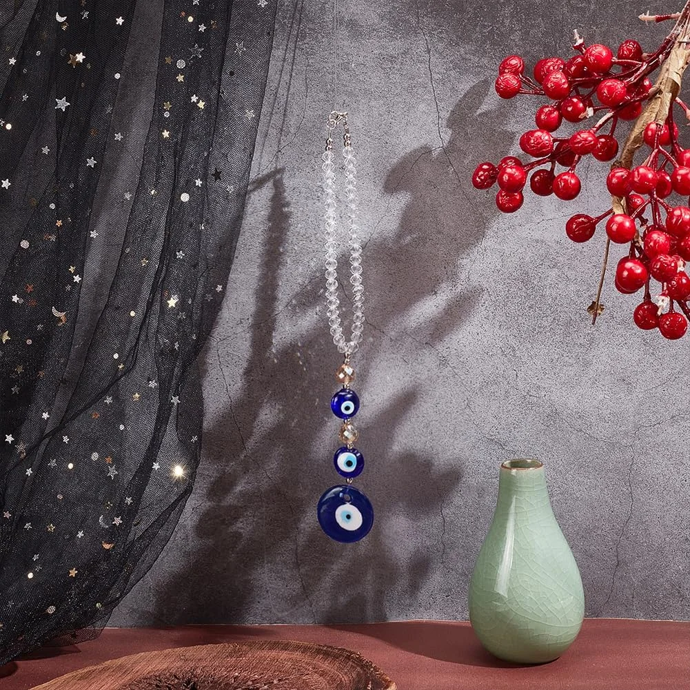 آویز تزئینی چشم نظر WEBEEDY برای خودرو، مهره های آبی چشم نظر ترکی برای خودرو، آویز محافظ چشم نظر برای خودرو، لوازم جانبی آویز خودرو برای آینه عقب بالکن پنجره دکوراسیون بازگشت به مدرسه