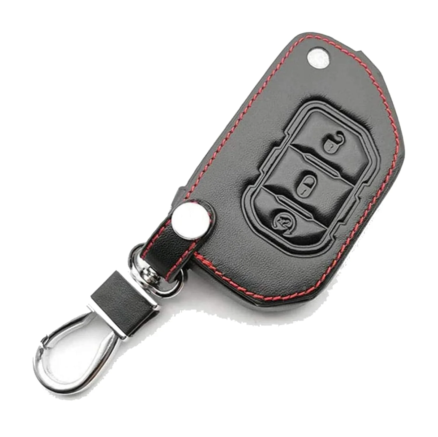کیف چرمی کلید خودرو DELFINO، کیف نگهدارنده کلید، 3 دکمه تاشو، لوازم جانبی داخلی خودرو، روکش کلید فیبر کربنی برای جیپ رانگلر JL 2018