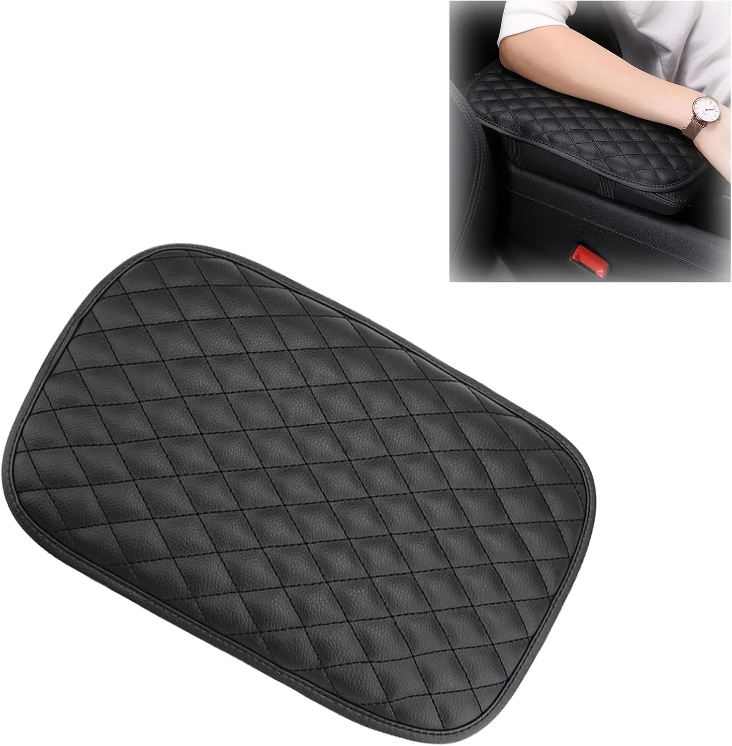 روکش کنسول وسط چرمی خودرو Duomama - ضد آب، ضد لغزش، محافظ پنجه حیوانات خانگی - لوازم جانبی داخلی خودرو - سایز S (30cmx20cm) - مشکی