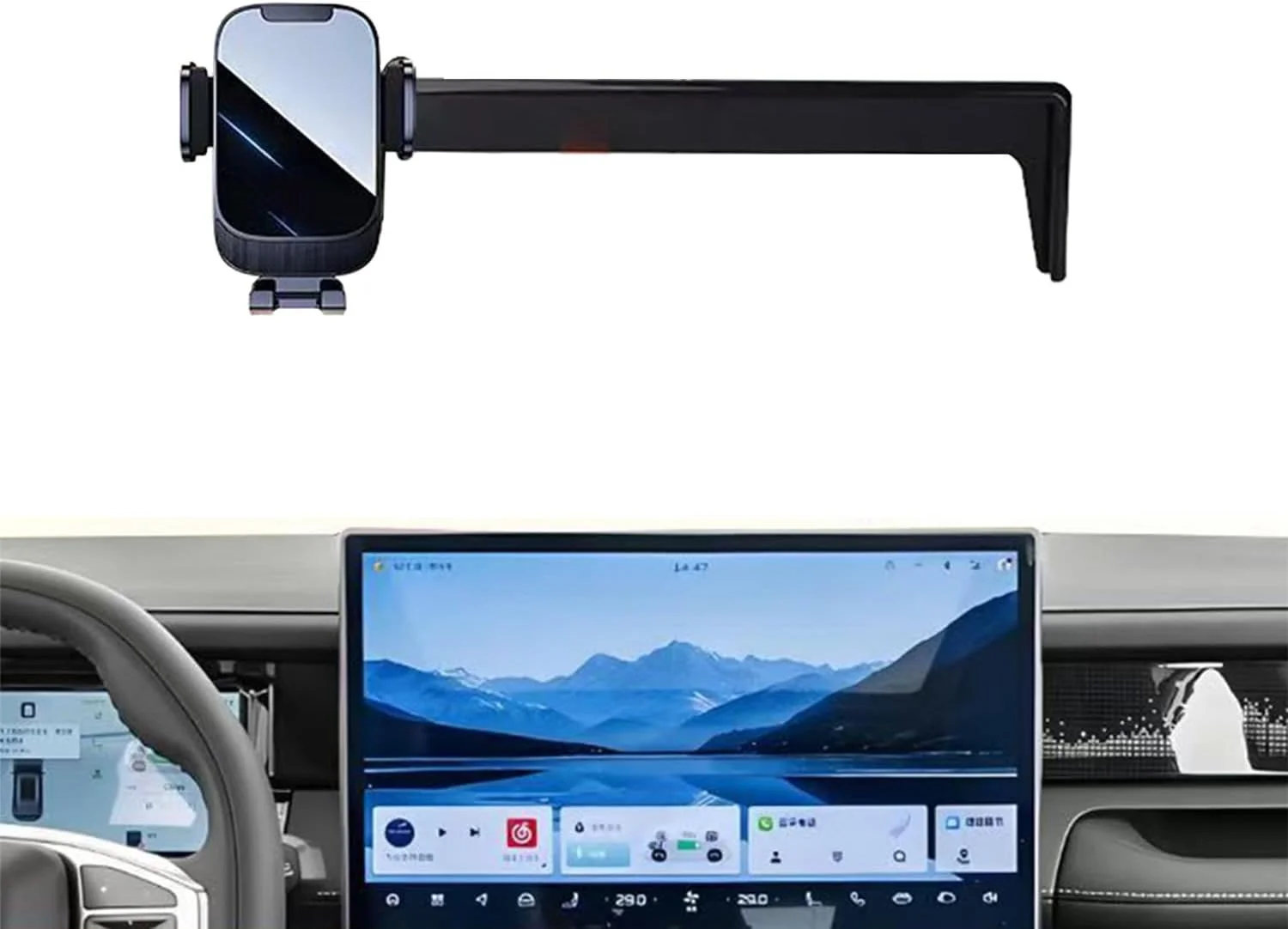 نگهدارنده گوشی موبایل مناسب خودرو Jetour T2 مدل 2023 2024 2025، گیره ثابت صفحه نمایش 15.6 اینچی، نگهدارنده گوشی صفحه ناوبری خودرو با قابلیت چرخش 360 درجه