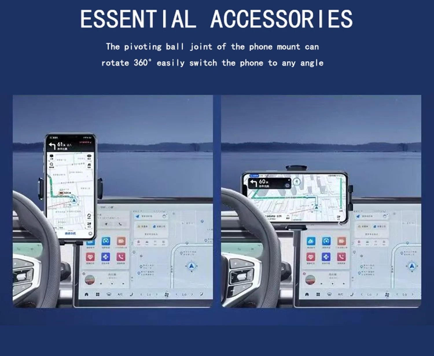 نگهدارنده گوشی موبایل مناسب خودرو Jetour T2 مدل 2023 2024 2025، گیره ثابت صفحه نمایش 15.6 اینچی، نگهدارنده گوشی صفحه ناوبری خودرو با قابلیت چرخش 360 درجه