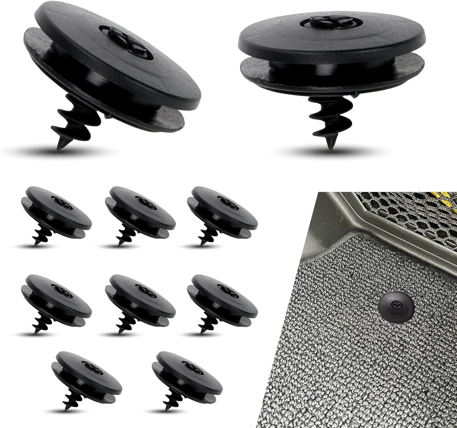 ست گیره نگهدارنده زیرپایی خودرو 8 عددی، تثبیت کننده پلاستیکی ضد لغزش فرش خودرو، بست های پیچی روکش کف خودرو، لوازم جانبی داخلی قابل تعویض، مناسب برای اکثر خودروها (مشکی)