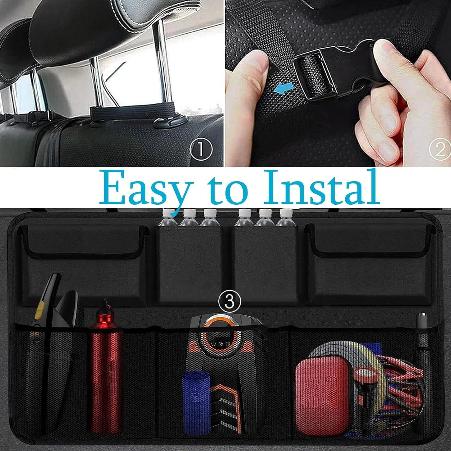 سازمان دهنده صندوق عقب خودرو TWQBHSH سازگار با شورولت گروو، سازمان دهنده آویز پشتی صندلی جداشدنی، لوازم جانبی خودرو، مشکی