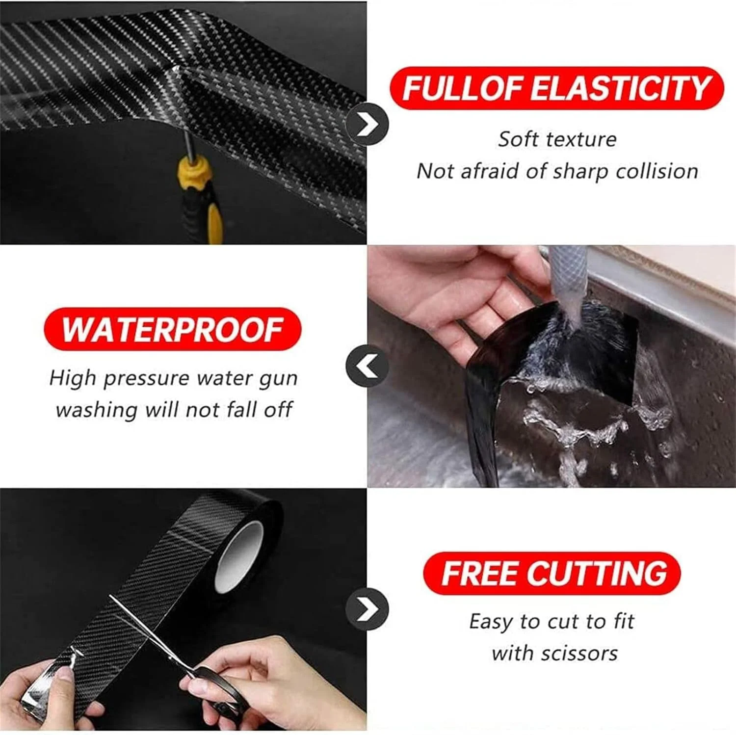 محافظ رکاب درب خودرو فیبر کربنی X Spring، استیکر سپر و کاپوت، محافظ آستانه رنگ 5D برای اکثر خودروها (7x300 سانتی متر)