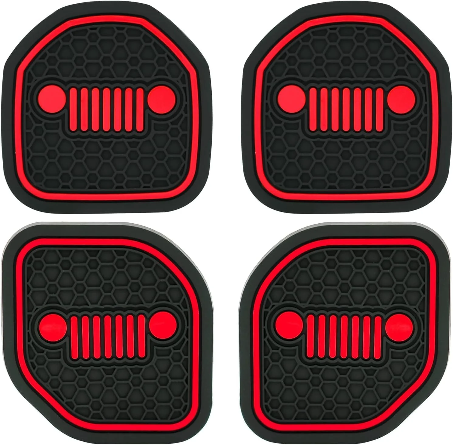 سازگار با جیپ رانگلر JL JLU مدل های 2018 2019 2020 2021 2022، 4 عدد زیر لیوانی خودرو لوازم جانبی داخلی خودرو (قرمز)