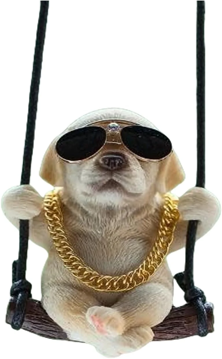 آویز آینه خودرو طرح سگ لابرادور رتریور، آویز سگ بامزه برای آینه عقب، تزئین خودرو سرگرم کننده و دوست داشتنی برای آقایان و بانوان، برای دوستداران سگ، زرد