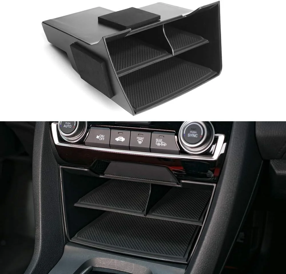 جعبه کنسول وسط خودرو CKE مناسب برای لوازم جانبی هوندا سیویک، سینی سازمان دهنده زیر آرنجی، پالت دستکش، نگهدارنده محفظه داخلی برای نسل دهم سیویک 2016 2017 2018 2019 2020 2021