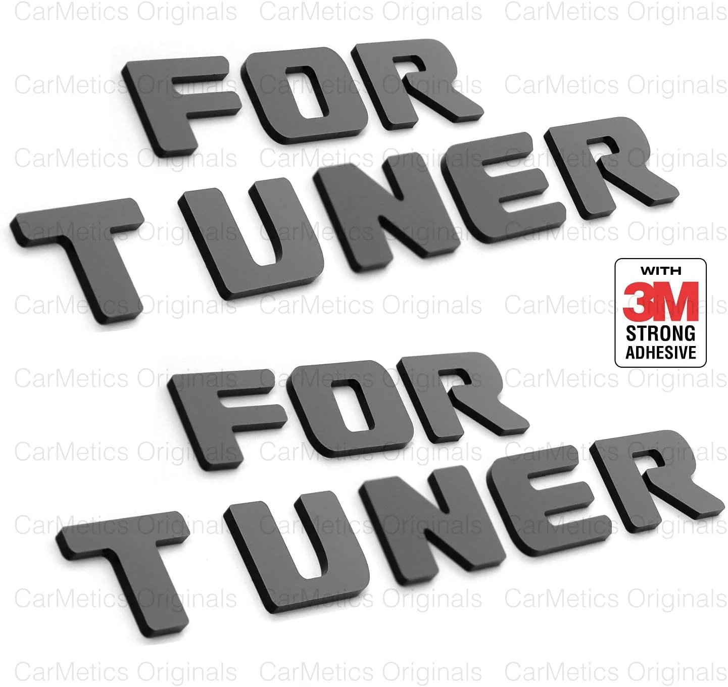 حروف سه بعدی FORTUNER CarMetics (برچسب سه بعدی، لوگو سه بعدی، نشان سه بعدی برای لوازم جانبی کاپوت خودرو) - مشکی براق - مجموعه 2 عددی - با چسب قوی 3M