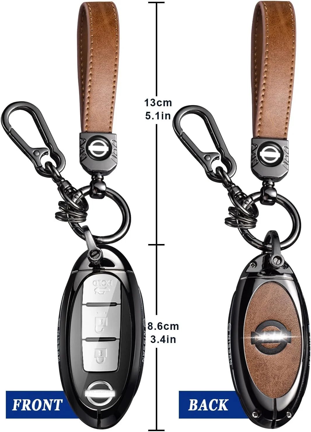 کاور ریموت URbazaar، قاب کلید، قاب آلیاژ ممتاز و محافظت کامل سیلیکونی نرم، سازگار با لوازم جانبی نیسان آلتیما، ایکس تریل، سانی، ناوارا و کلید هوشمند