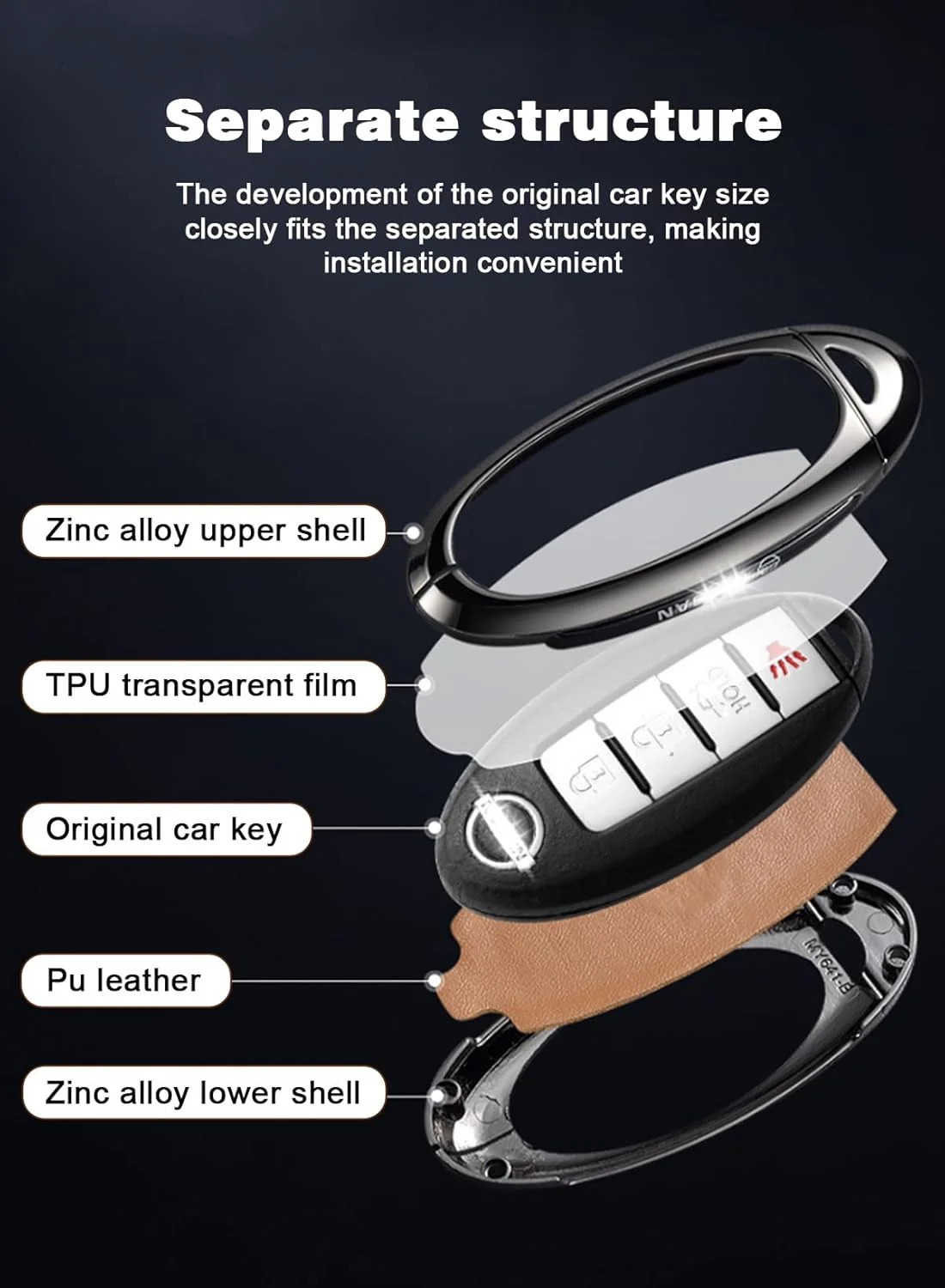 کاور ریموت URbazaar، قاب کلید، قاب آلیاژ ممتاز و محافظت کامل سیلیکونی نرم، سازگار با لوازم جانبی نیسان آلتیما، ایکس تریل، سانی، ناوارا و کلید هوشمند