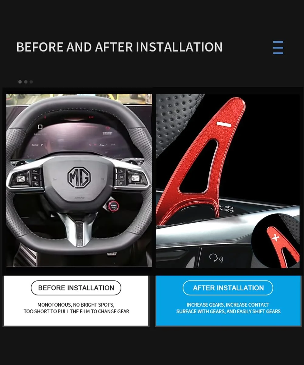 دو عدد پدال تعویض دنده فرمان آلیاژ آلومینیوم مناسب برای MG MG7 2023 2024 2025 MG 7 2023 به بالا لوازم جانبی تزئینات داخلی هدیه سال نو مشکی