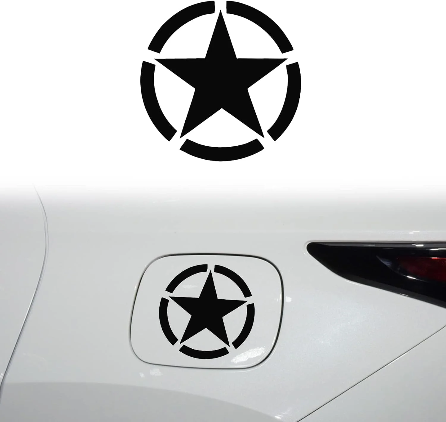 برچسب های وینیل خنده دار خودرو RUIANTE، برچسب درب باک بنزین خودرو، گرافیک ستاره ای، لوازم جانبی خودرو مناسب برای اتومبیل، کامیون، موتور سیکلت، SUV (1 عدد مشکی)