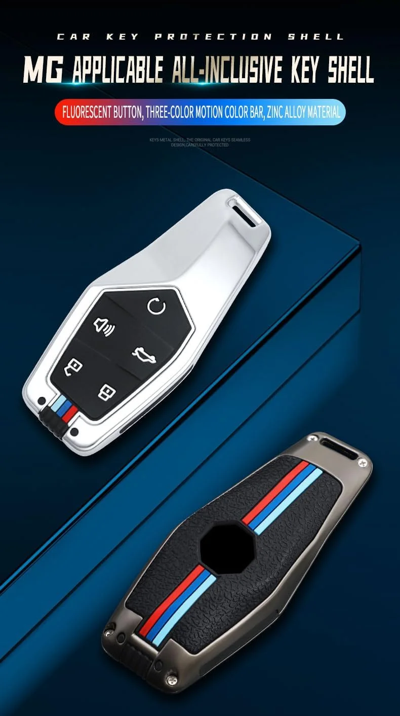 کاور ریموت با جاکلیدی مناسب برای ام جی ONE مدل 2022، 5 دکمه، آلیاژ روی، محافظ کاور کلید خودرو