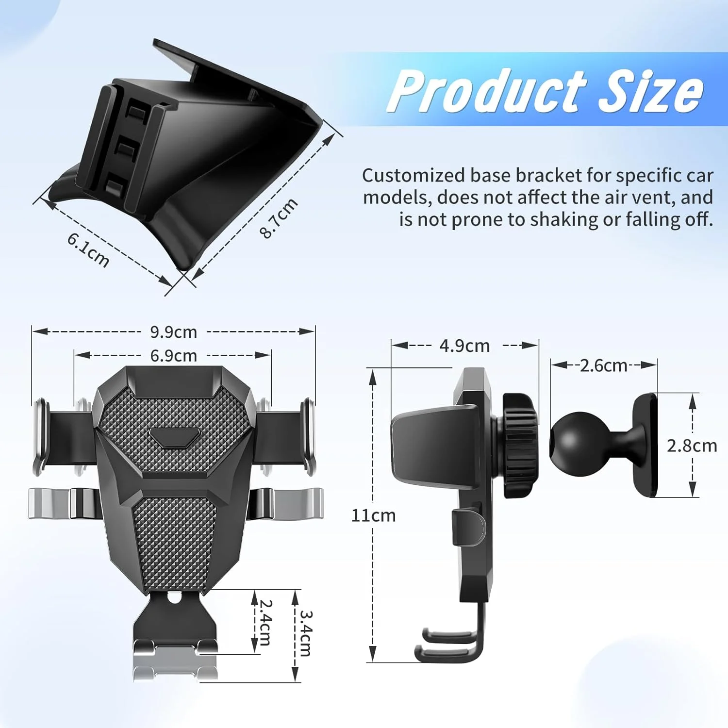 نگهدارنده گوشی موبایل برای مرسدس بنز کلاس V مدل 2015-2023 – نگهدارنده گوشی هوشمند با قابلیت چرخش 360 درجه – اتصال قابل تنظیم و ضد لغزش – لوازم جانبی خودرو با کاربری آسان و یک دستی برای دریچه تهویه