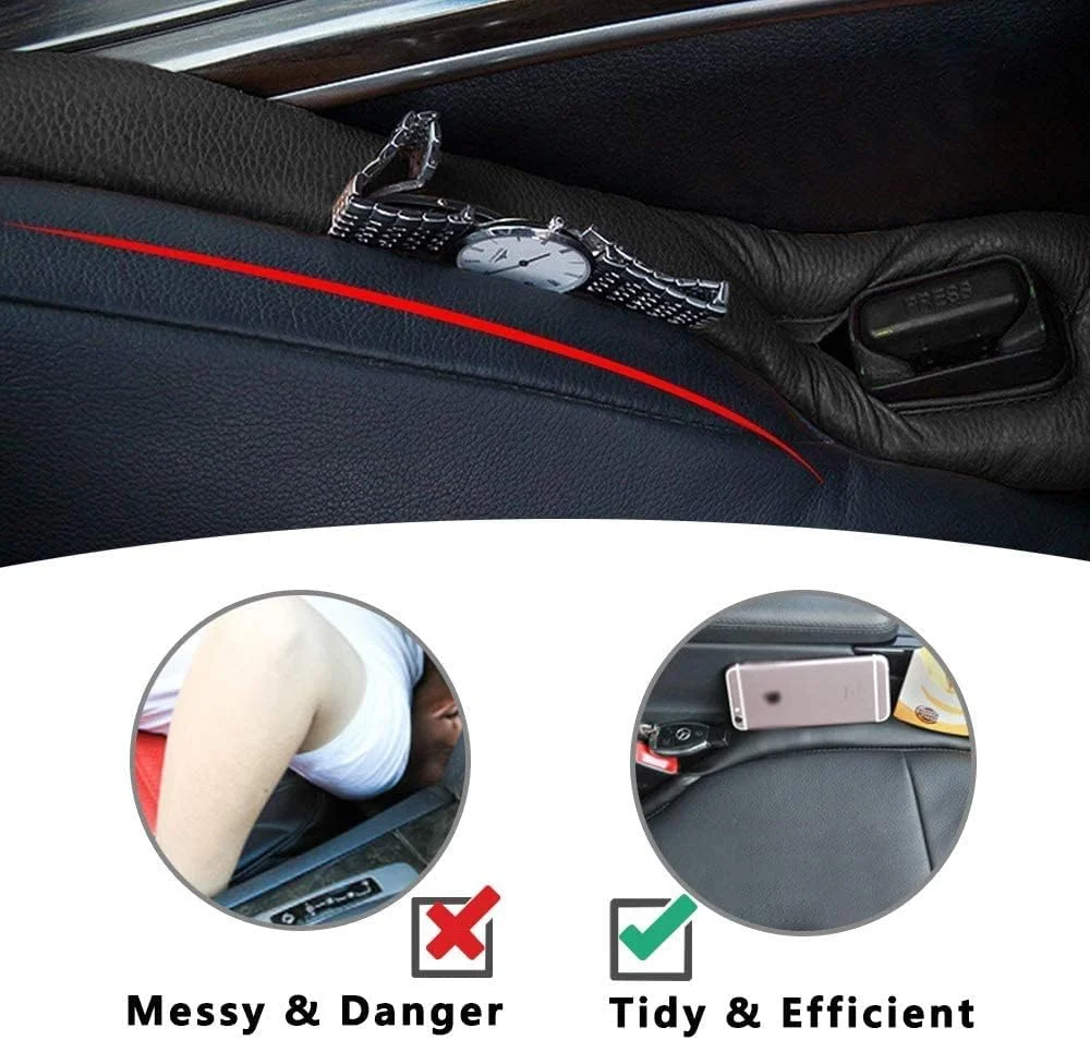 پرکننده شکاف صندلی خودرو برای مدل S line، پد بالشتکی نرم پرکننده شکاف ترمز دستی جانبی صندلی خودرو، جهانی برای وسایل نقلیه/خودرو، ضد نشت، جلوگیری از افتادن، 2 عدد (مشکی)