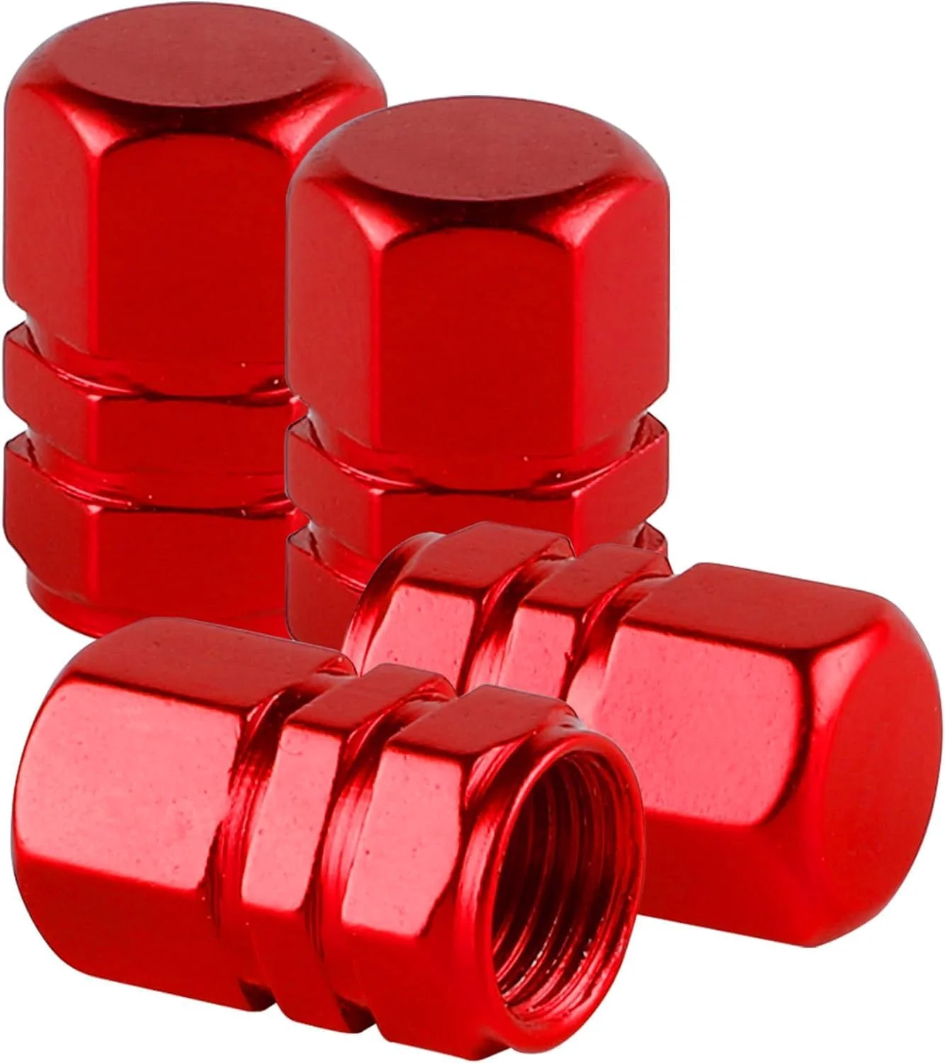 مجموعه ۴ عددی درپوش والف تایر آلومینیومی، درپوش گرد و غبار والف رینگ چرخ، لوازم جانبی درپوش ضد گرد و غبار، مناسب برای خودروهای شاسی بلند، اتومبیل، دوچرخه و موتورسیکلت