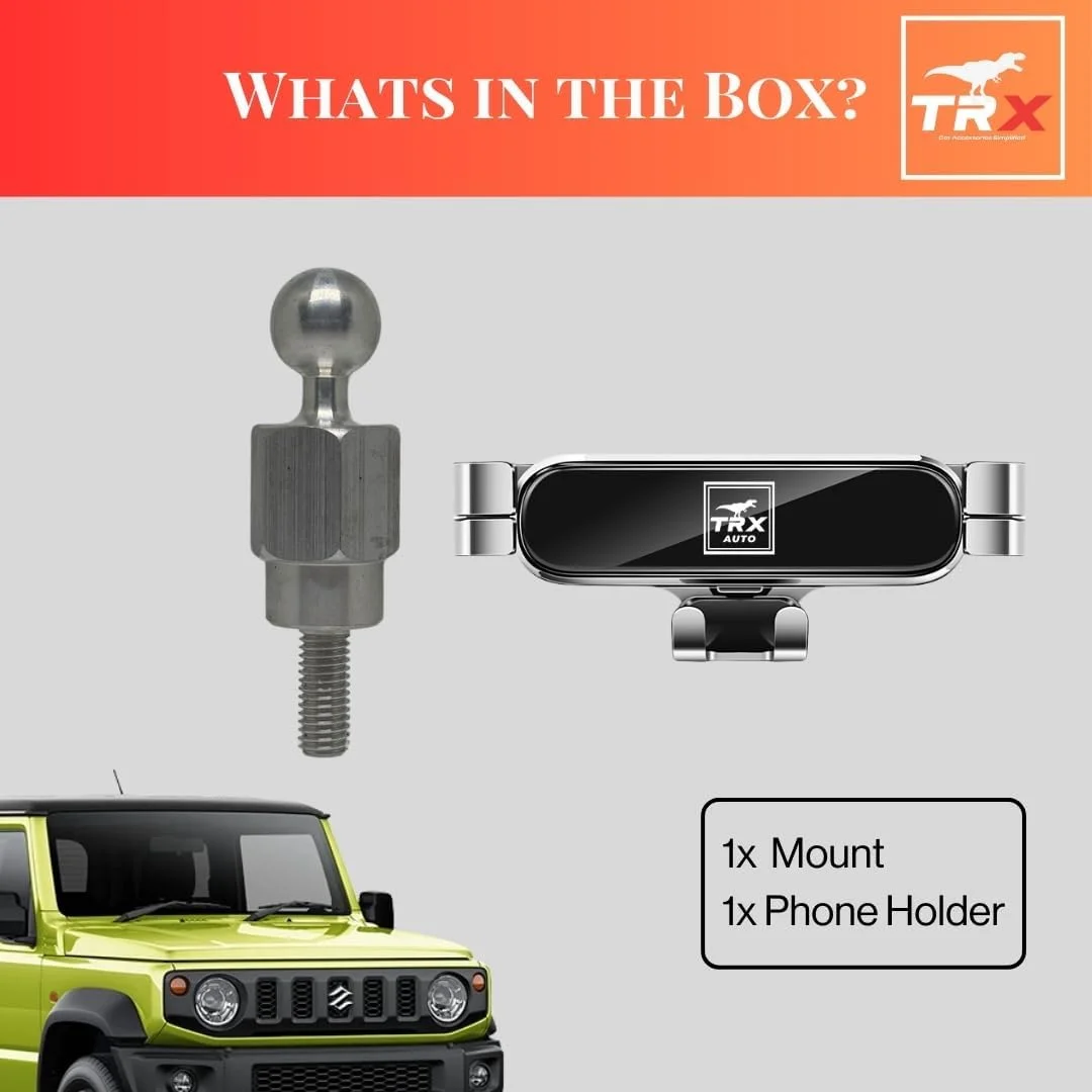 نگهدارنده تلفن همراه پیچی TRX AUTO مناسب برای سوزوکی جیمنی 2 درب و سوزوکی جیمنی 5 درب مدل 2018 تا 2025 | لوازم جانبی خودرو سازگار با سوزوکی جیمنی | لوازم جانبی جیمنی 2025 | آلومینیوم