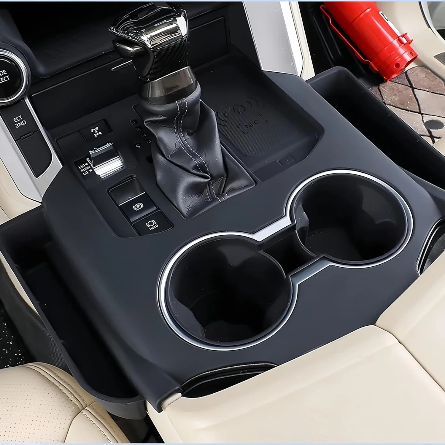جعبه ذخیره سازی کنسول مرکزی خودرو [سیلیکونی] برای تویوتا لندکروزر 300 مدل 2022-2024، پد سیلیکونی برای داشبورد مرکزی، جعبه ذخیره سازی کنسول مرکزی سری LC300، لوازم جانبی تزئینی داخلی (مشکی)