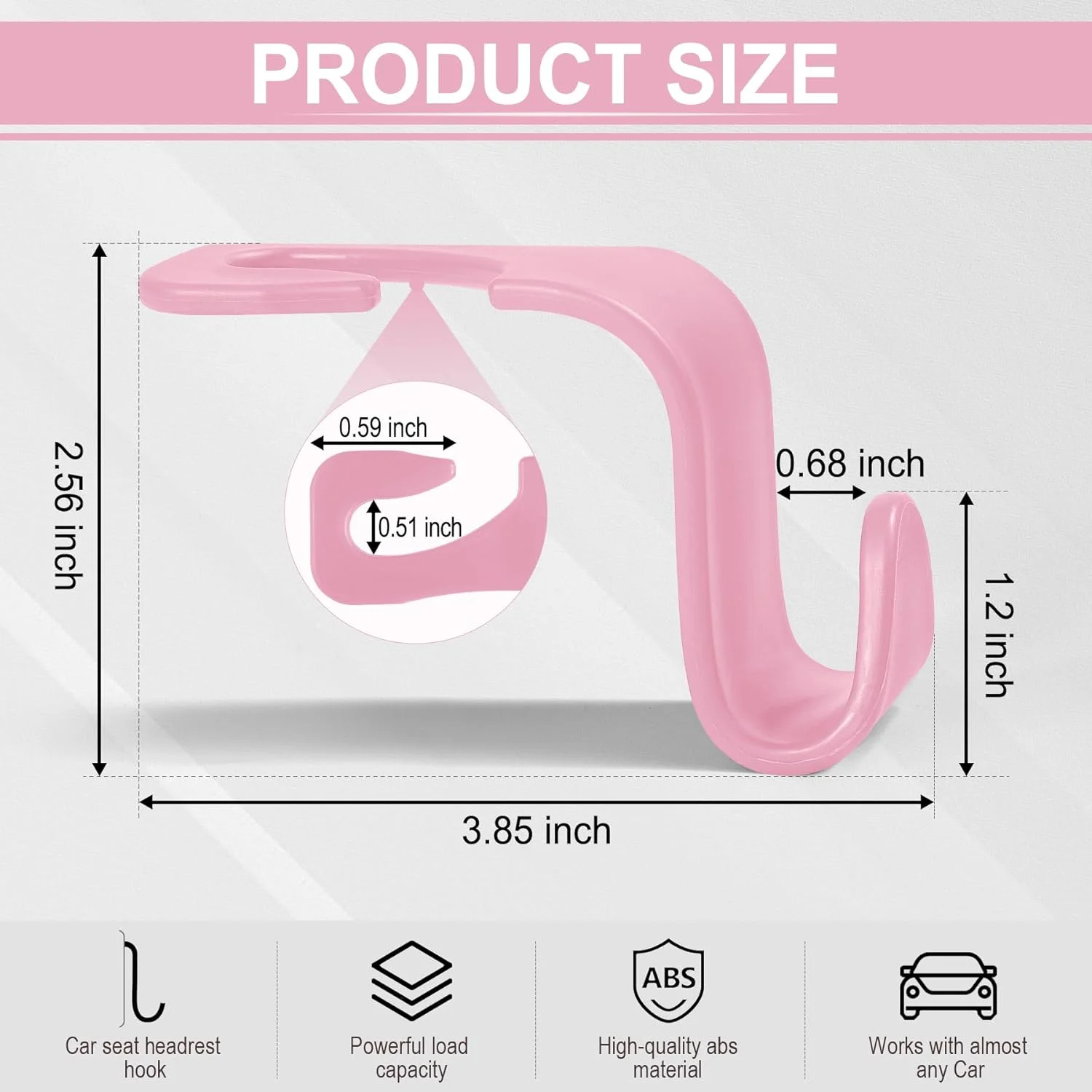 آویز پشت سری صندلی خودرو LivTee، آویزهای صندلی خودرو سازمان دهنده لوازم داخلی برای کیف، کت، چتر، کیسه های خرید، کیف دستی، بسته 4 عددی - صورتی